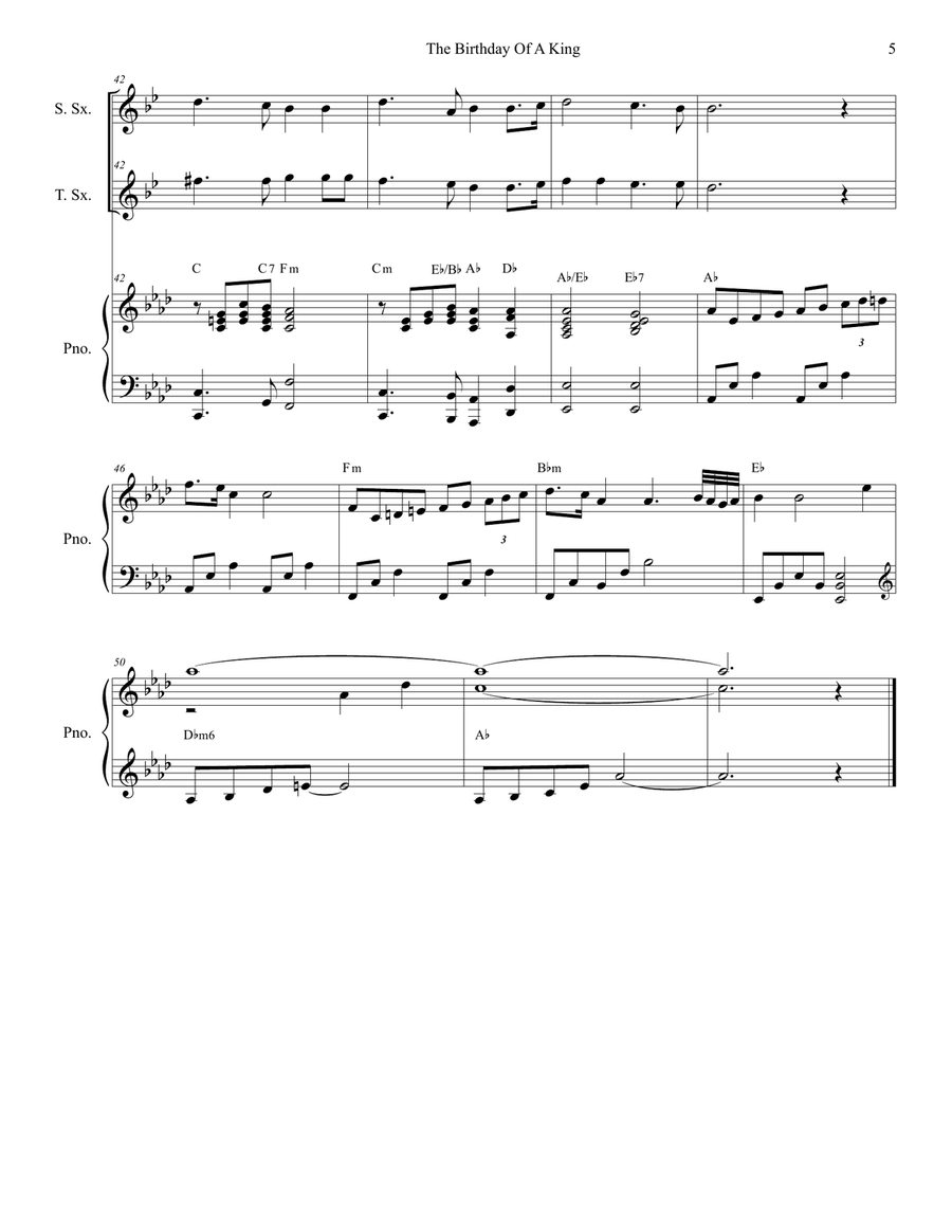 The Birthday Of A King (Duet for Soprano and Tenor Saxophone) Woodwind Duet scores gallery preview page 6