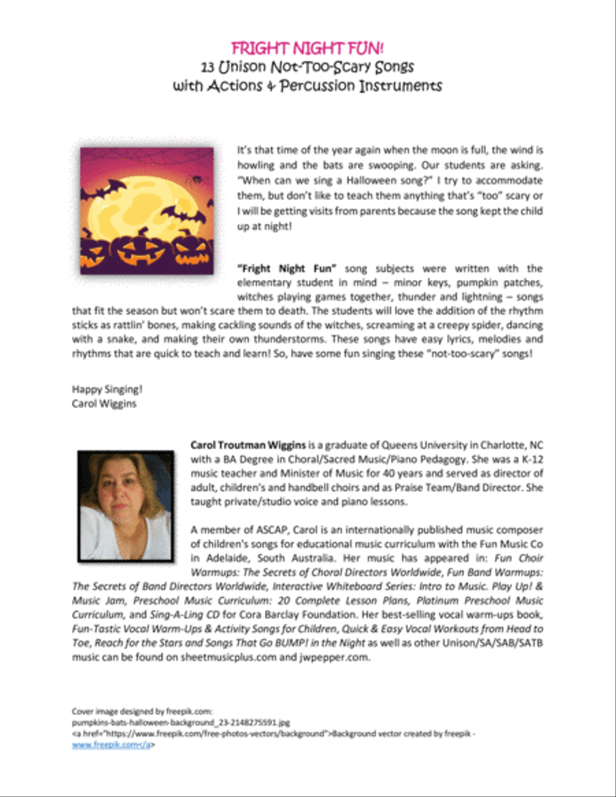 Fright NIght Fun! (13 Unison Not-Too-Scary Songs) Unison Choir scores gallery preview page 4