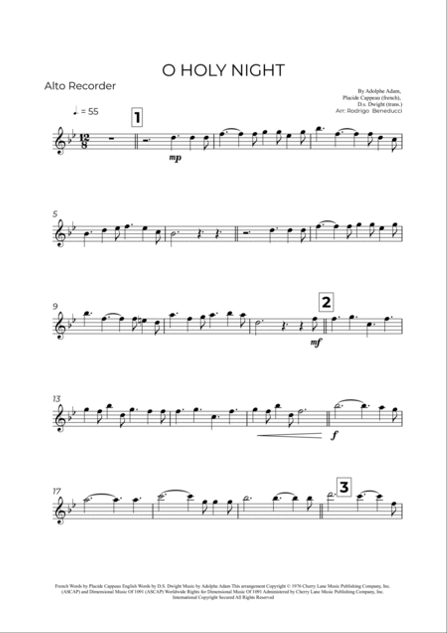 O Holy Night Alto Recorder scores gallery preview page 2