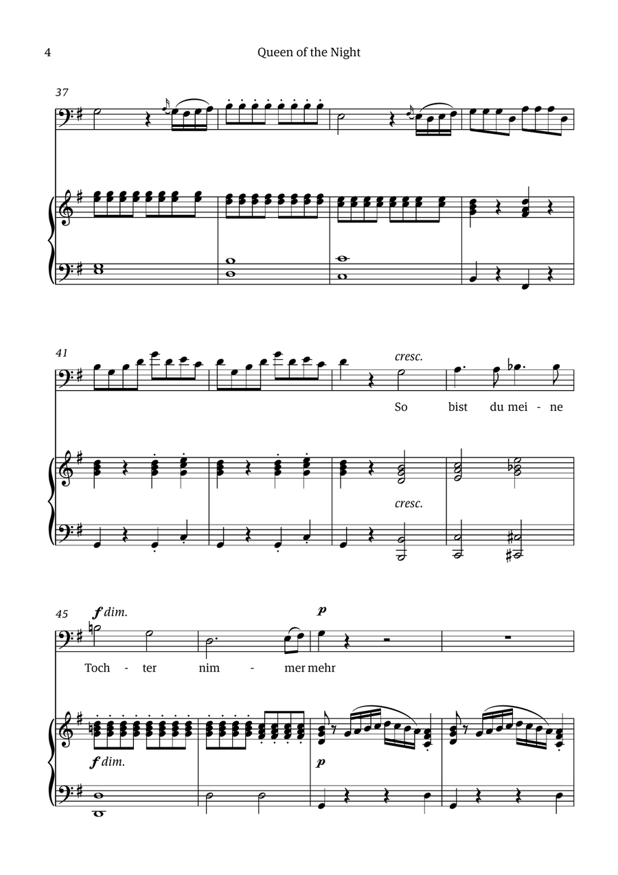 Queen of the Night (aria) - for BASS in E minor Chamber Music scores gallery preview page 4