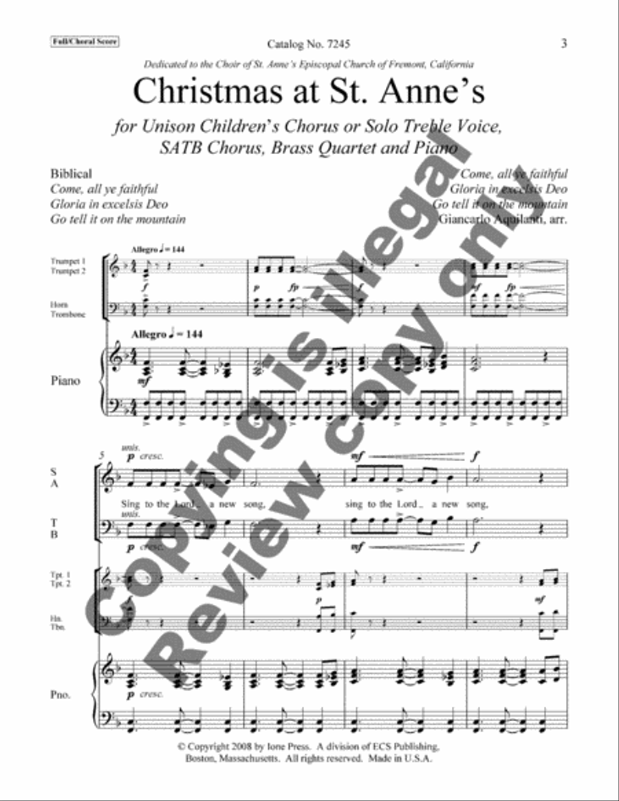 Christmas at St. Anne's 4-Part scores gallery preview page 3