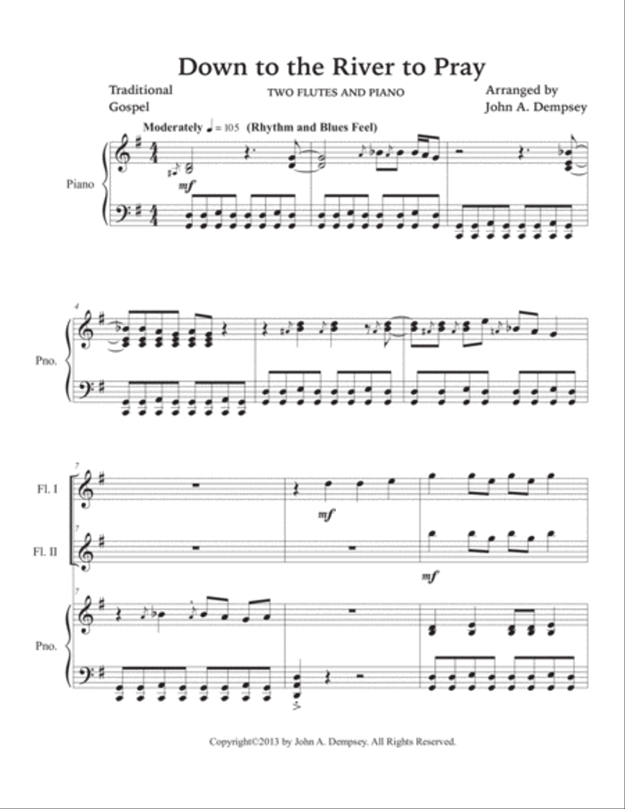 Down to the River to Pray (Trio for Two Flutes and Piano) Down to the River to Pray (Trio for Two Flutes and Piano) Woodwind Duet scores gallery preview page 5