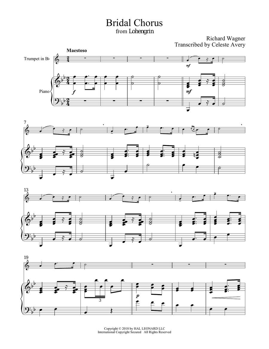Wedding March (Bridal Chorus) Trumpet Solo scores gallery preview page 1