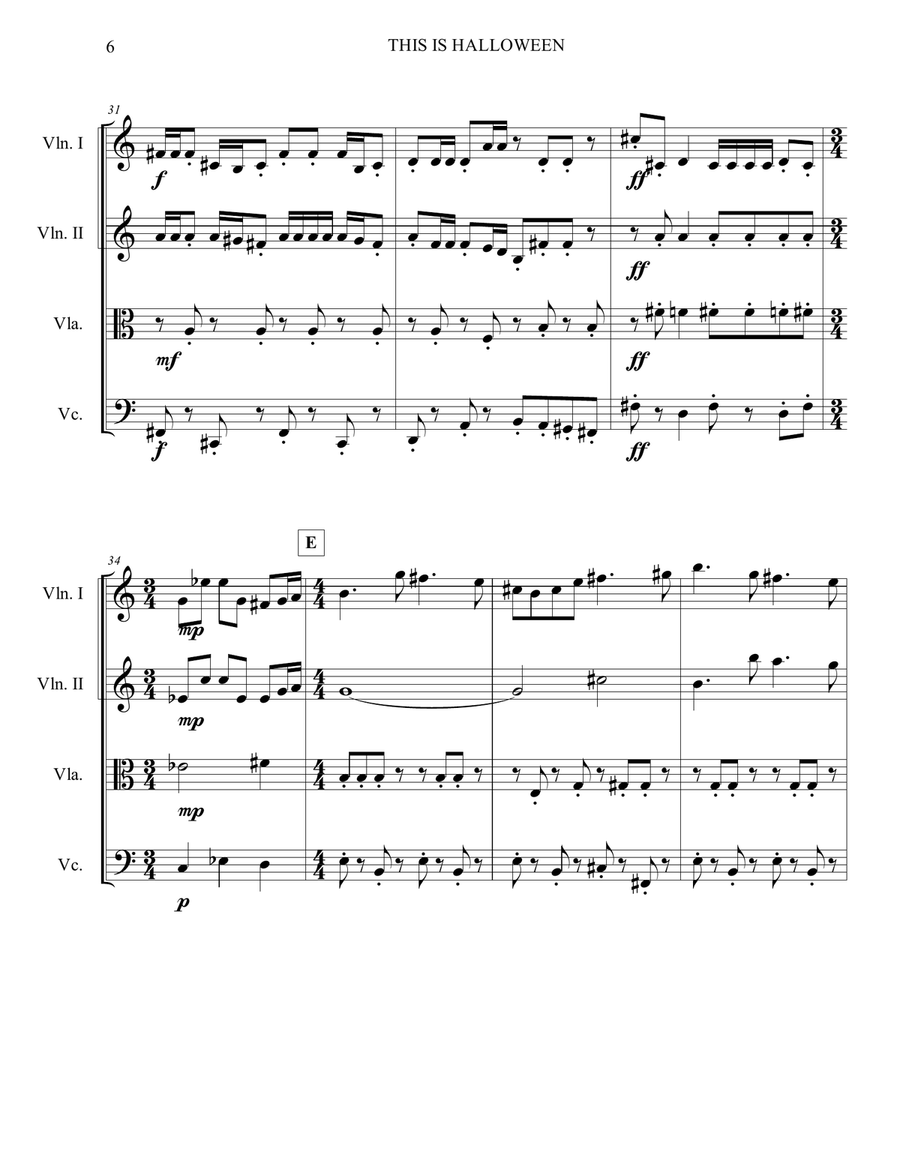 This Is Halloween String Quartet scores gallery preview page 6