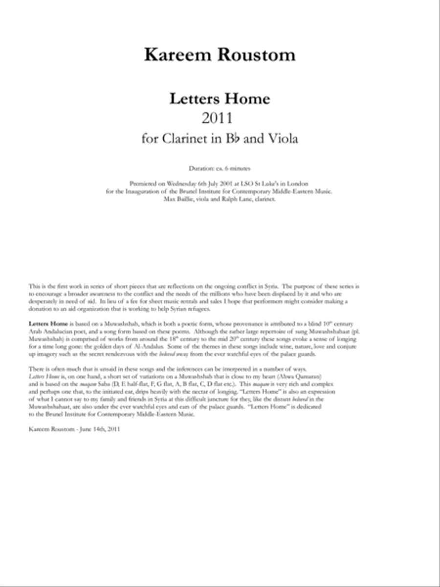 Letters Home Clarinet scores gallery preview page 2