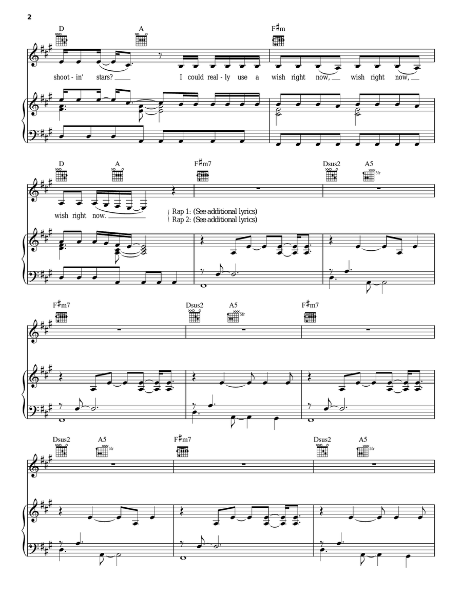 Airplanes Piano, Vocal, Guitar scores gallery preview page 2