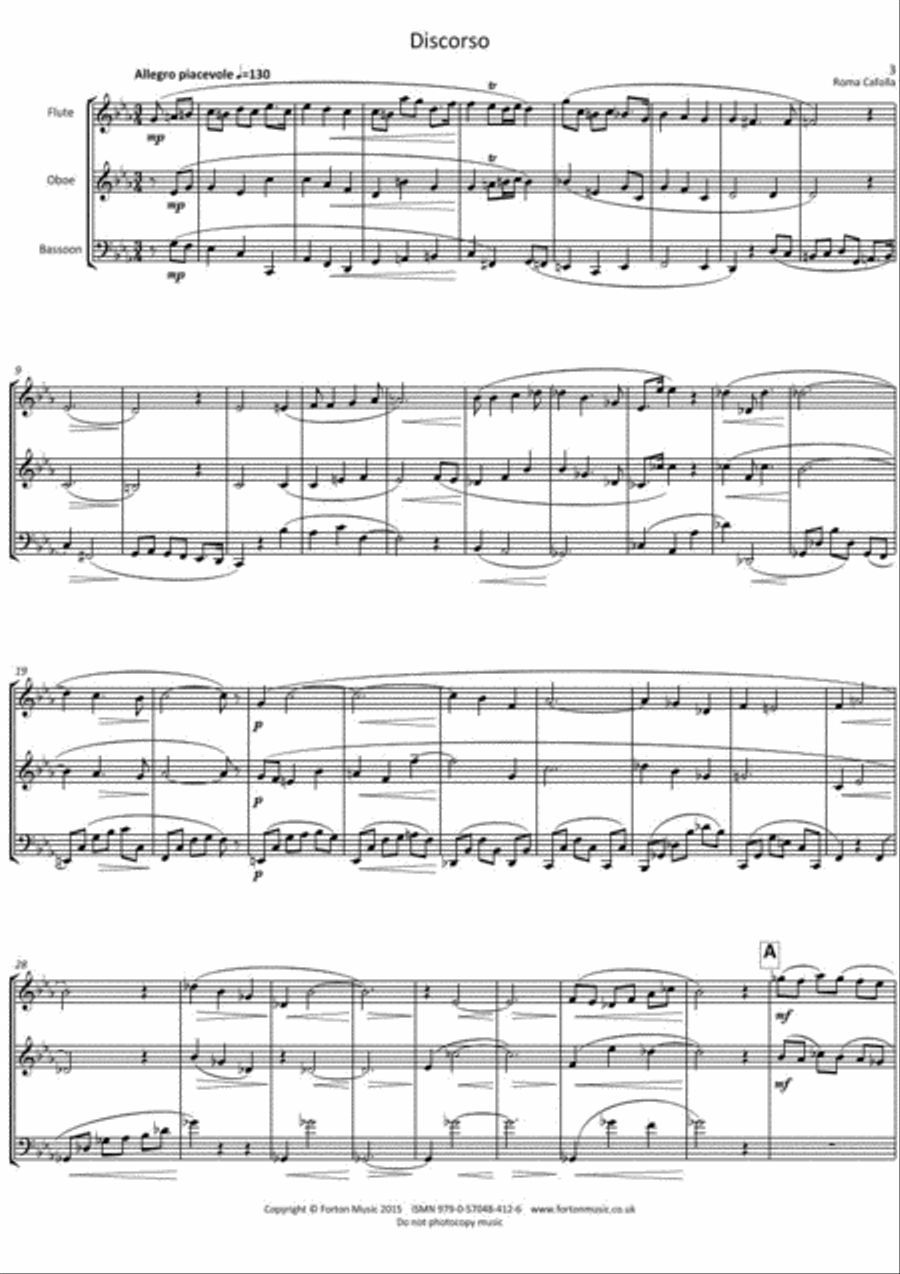 Sonata for Wind Trio (Capers) Bassoon scores gallery preview page 2