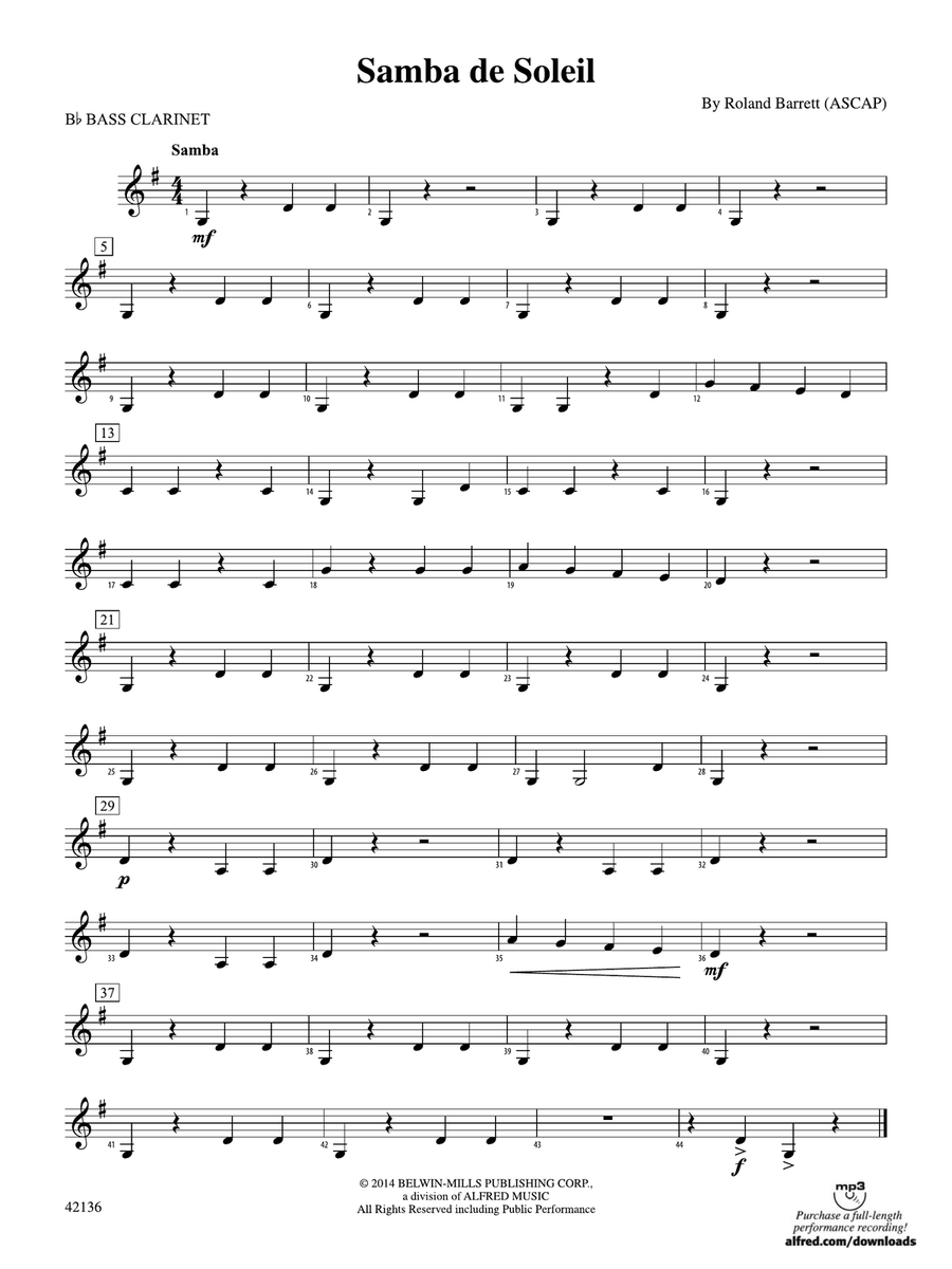 Samba de Soleil: B-flat Bass Clarinet