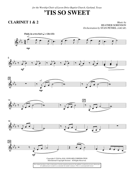 'Tis So Sweet - Bb Clarinet 1,2