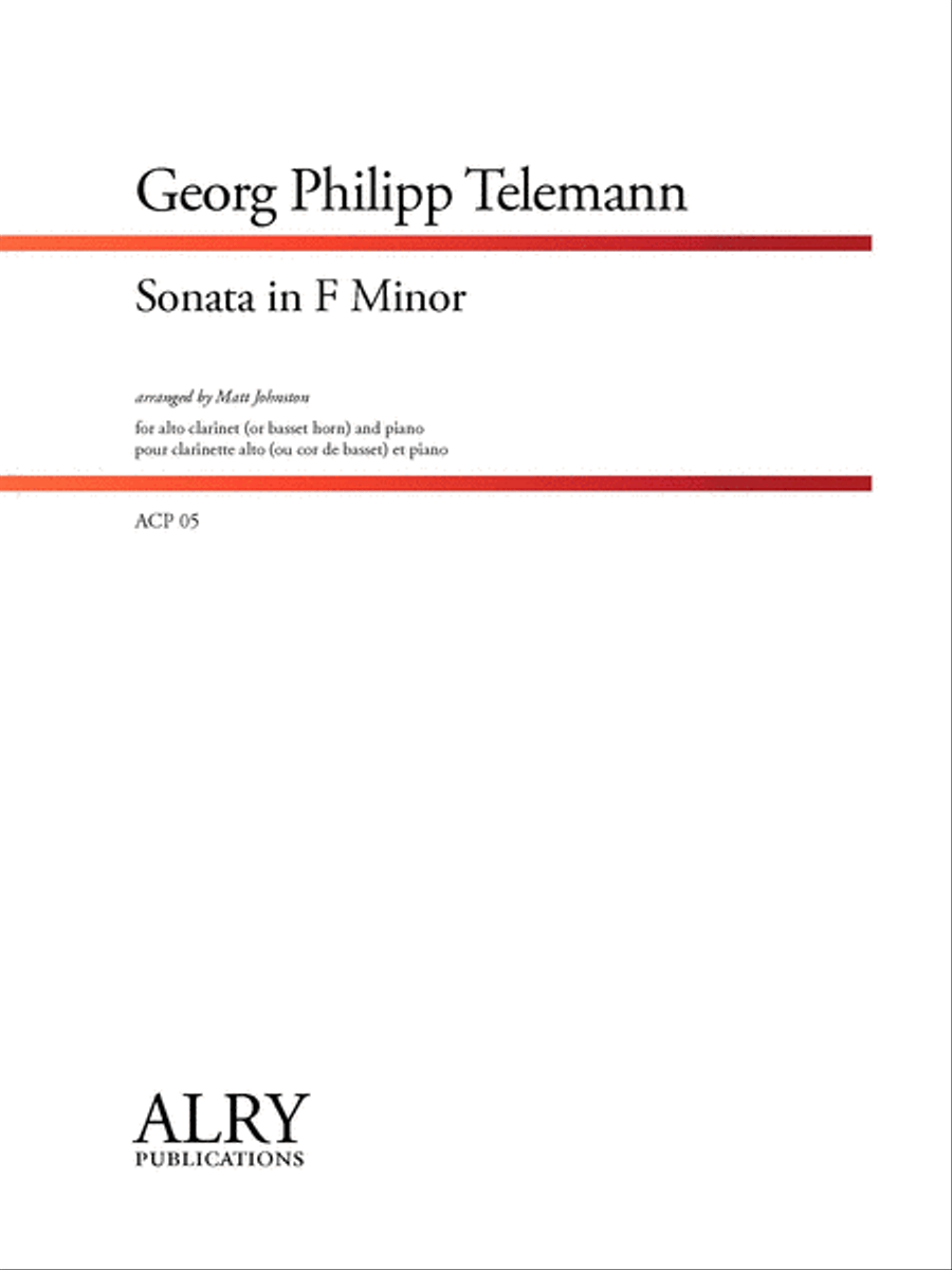 Sonata in F Minor for Alto Clarinet (or Basset Horn) and Piano Clarinet Solo scores gallery preview page 1