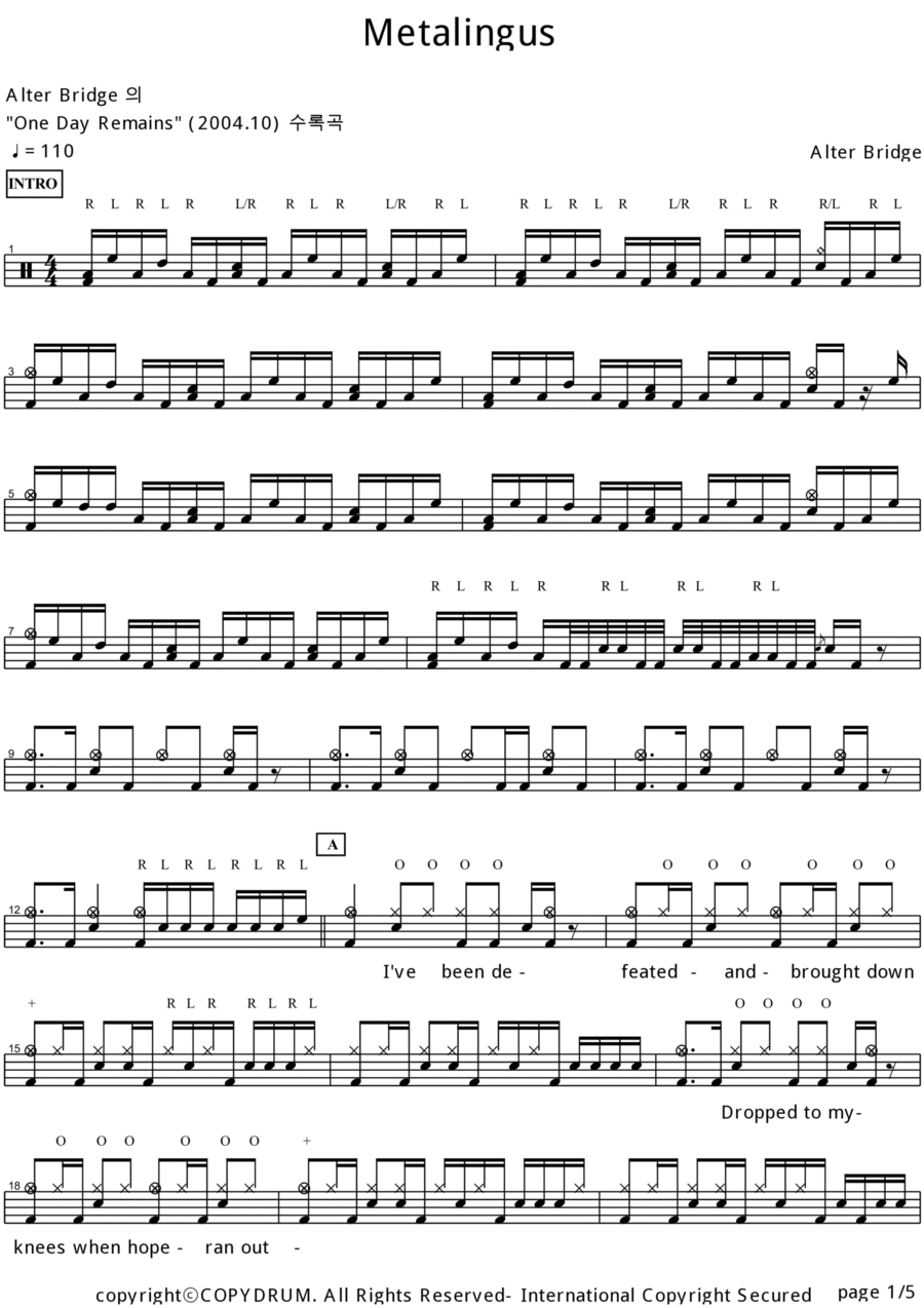 Metalingus Metalingus Drum Set scores gallery preview page 1