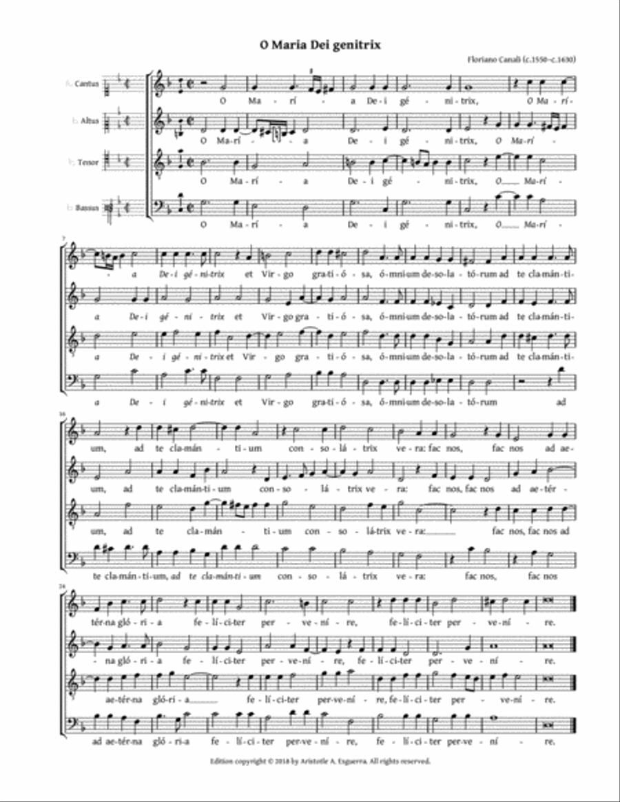 O Maria Dei genitrix (Canali) - SAAT 4-Part scores gallery preview page 1