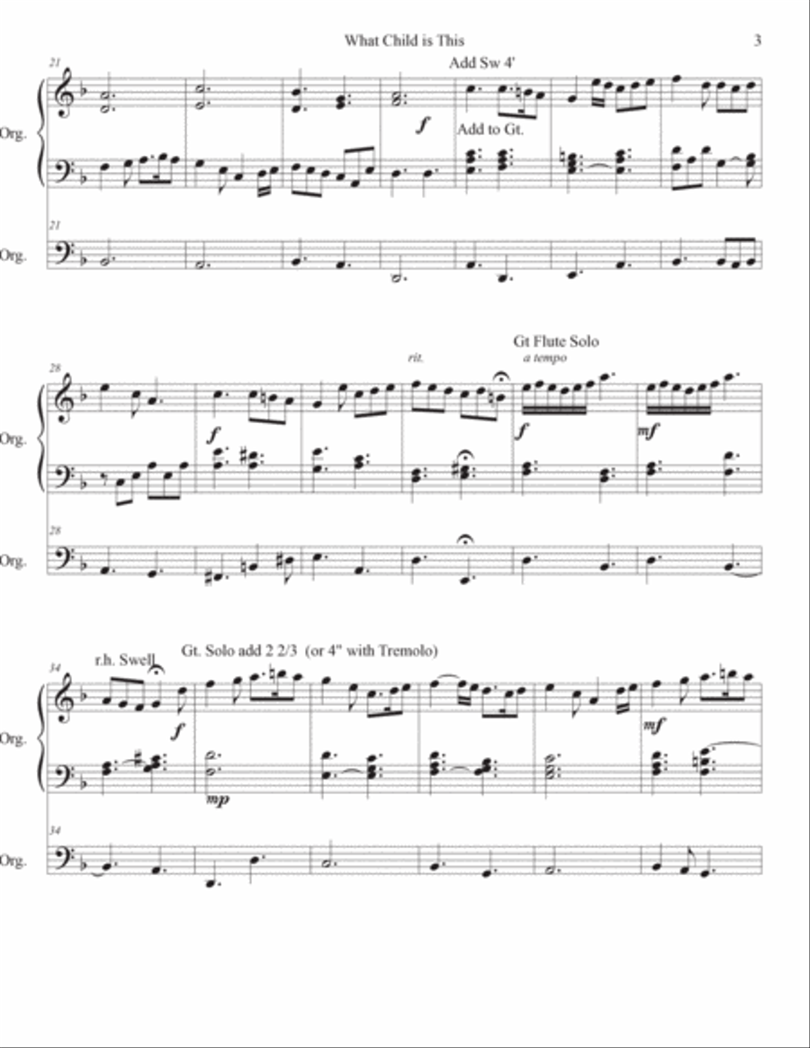 What Child is This? Intermediate Level Organ Solo Organ Solo scores gallery preview page 3