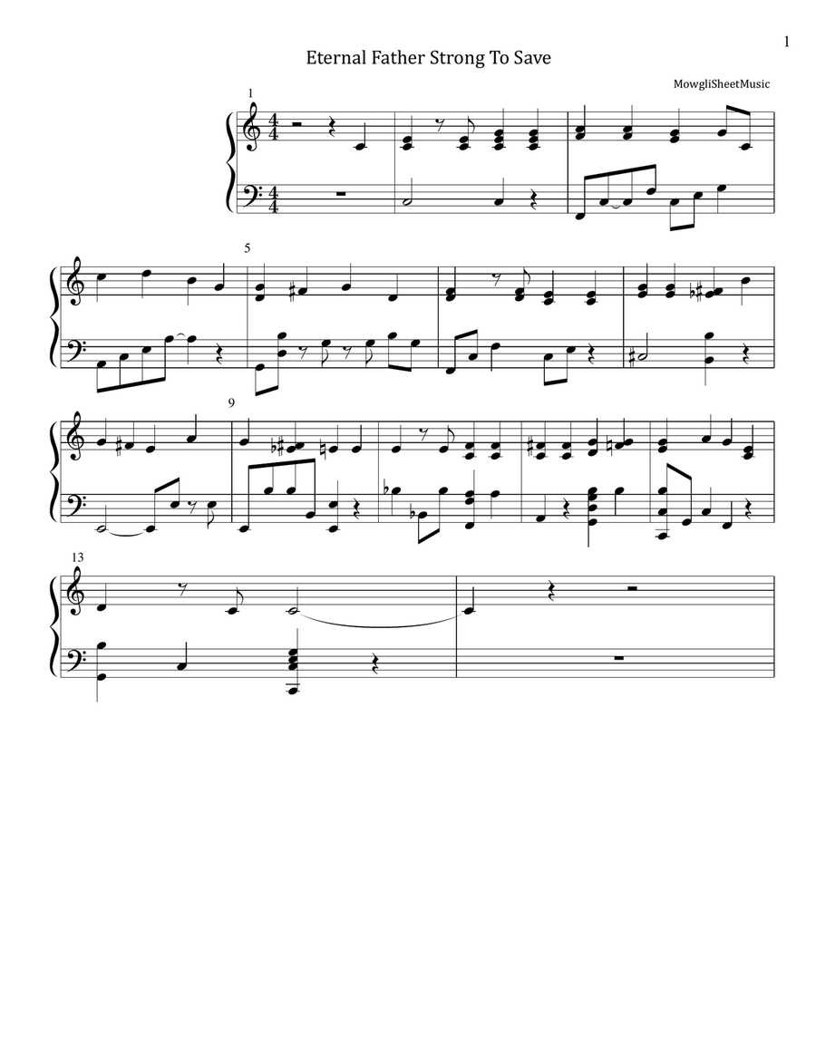 Eternal Father Strong to Save Piano Solo scores gallery preview page 1