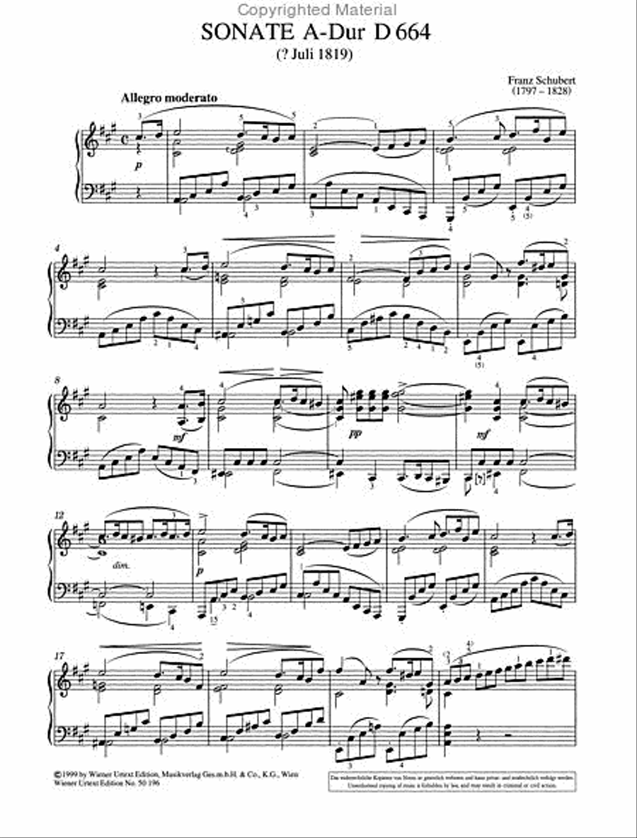 Piano Sonata in A major, D 664