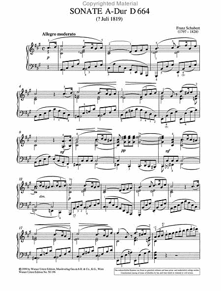 Piano Sonata in A major, D 664