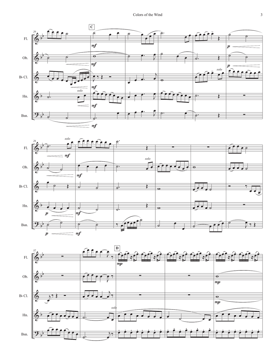 Colors Of The Wind Woodwind Quintet scores gallery preview page 3