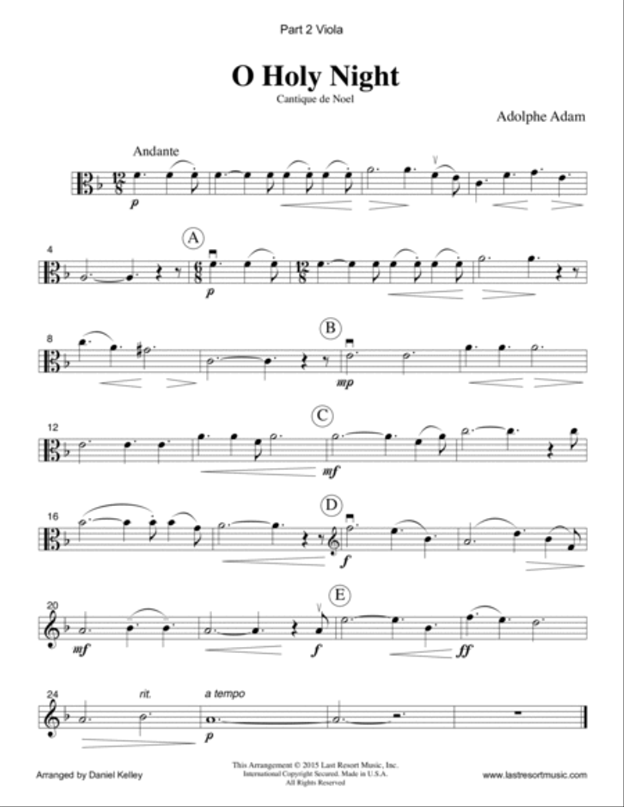 O Holy Night for String Trio (Violin, Viola, Cello) Set of 3 Parts Small Ensemble scores gallery preview page 3