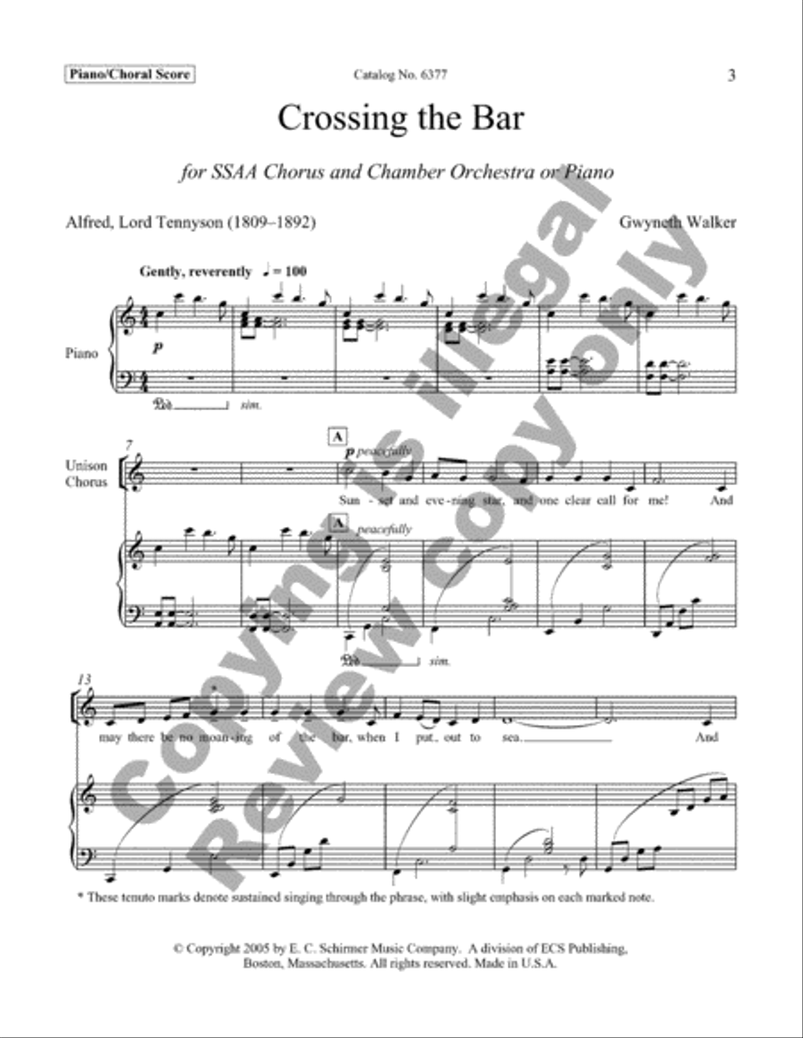 Crossing the Bar from Love Was My Lord and King! (SSAA Choral Score) image number null