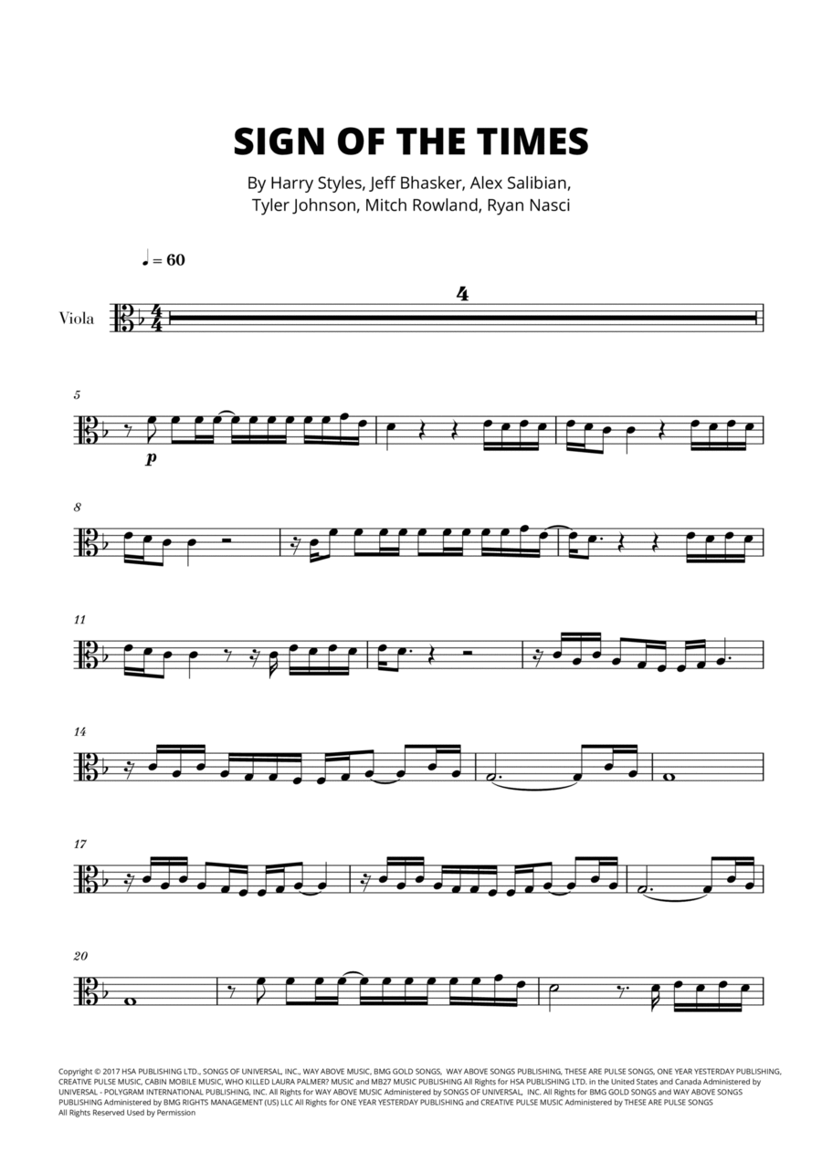 Sign Of The Times Viola Solo scores gallery preview page 1