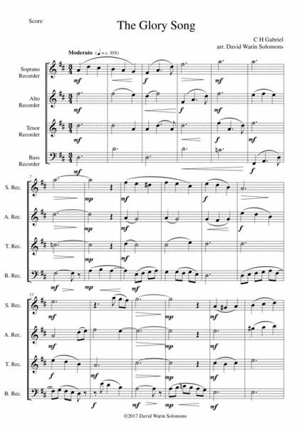 Variations on the Glory Song for recorder quartet image number null