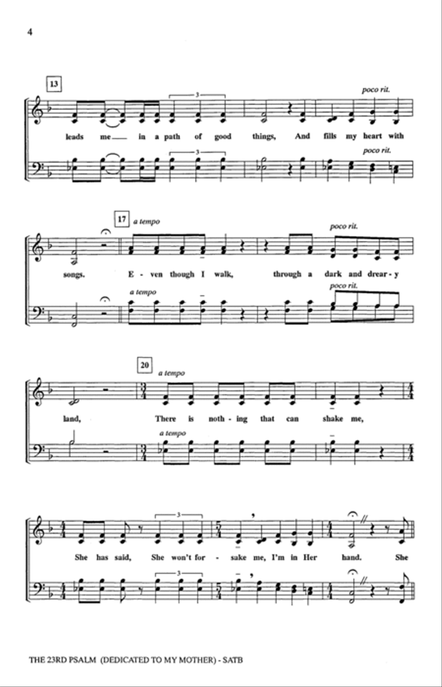 The 23rd Psalm (Dedicated To My Mother) 4-Part scores gallery preview page 2