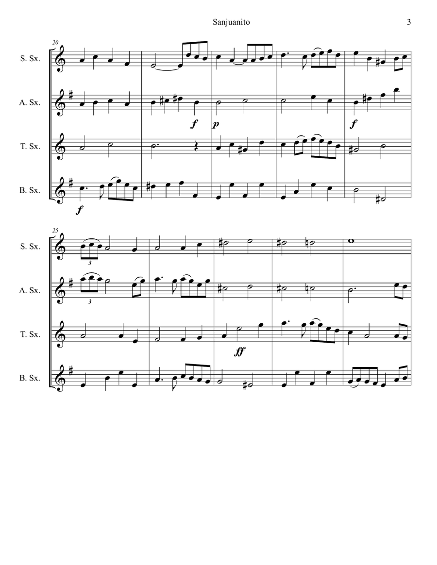Mi chagrita caprichosa (Sanjuanito) Woodwind Quartet scores gallery preview page 3