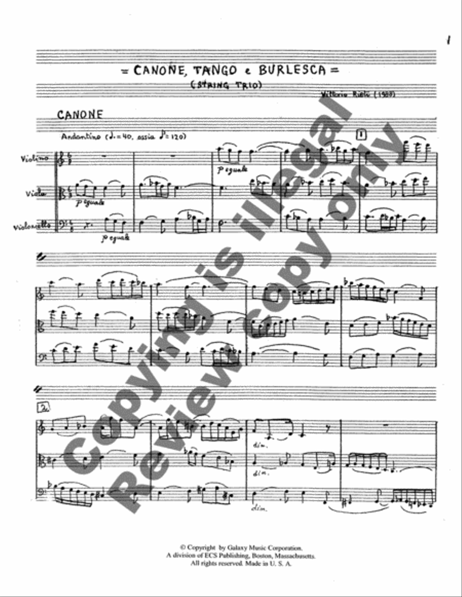 Canon, Tango and Burlesque String Trio scores gallery preview page 7