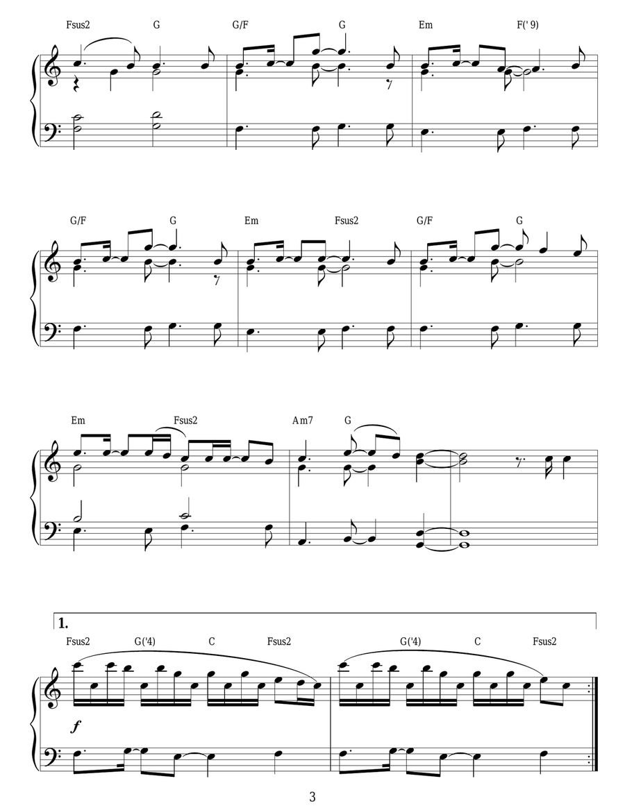 A Thousand Miles Piano Solo scores gallery preview page 3