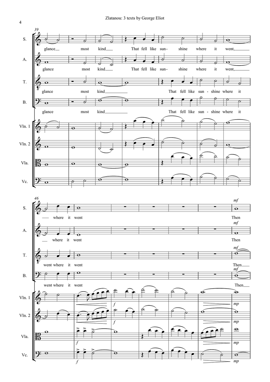 THREE TEXTS BY GEORGE ELIOT, for SATB choir ang strings 4-Part scores gallery preview page 4