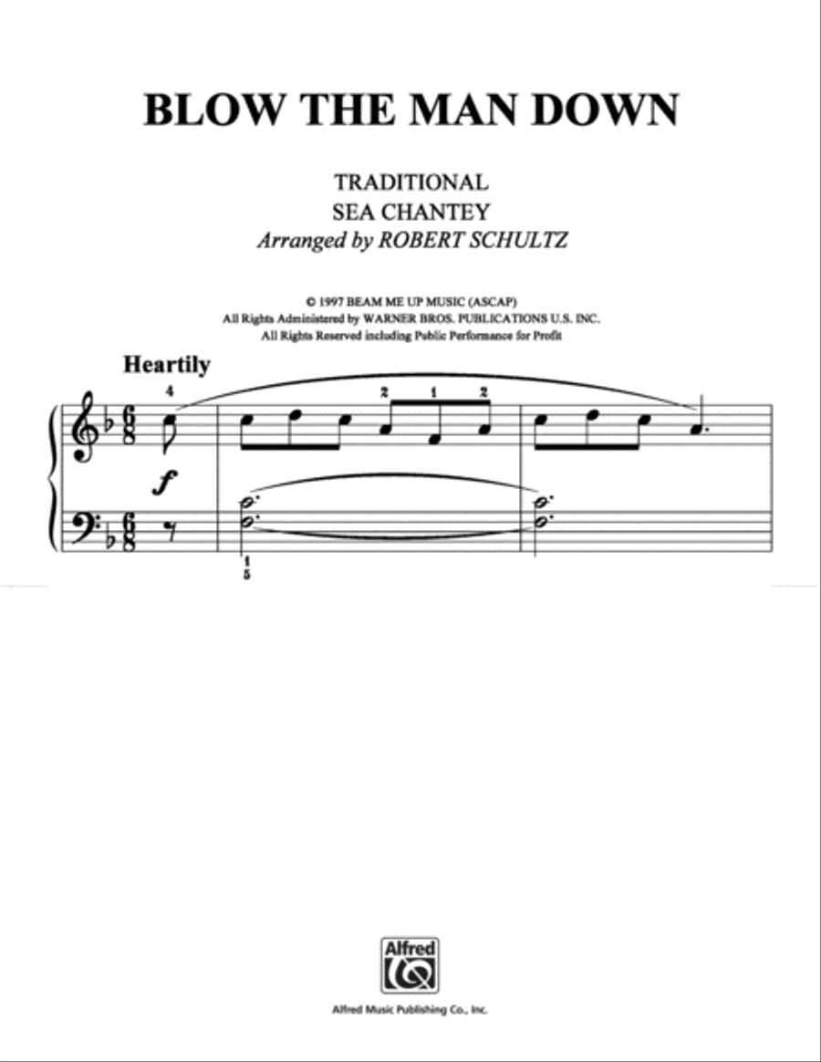 Blow the Man Down Easy Piano scores gallery preview page 1