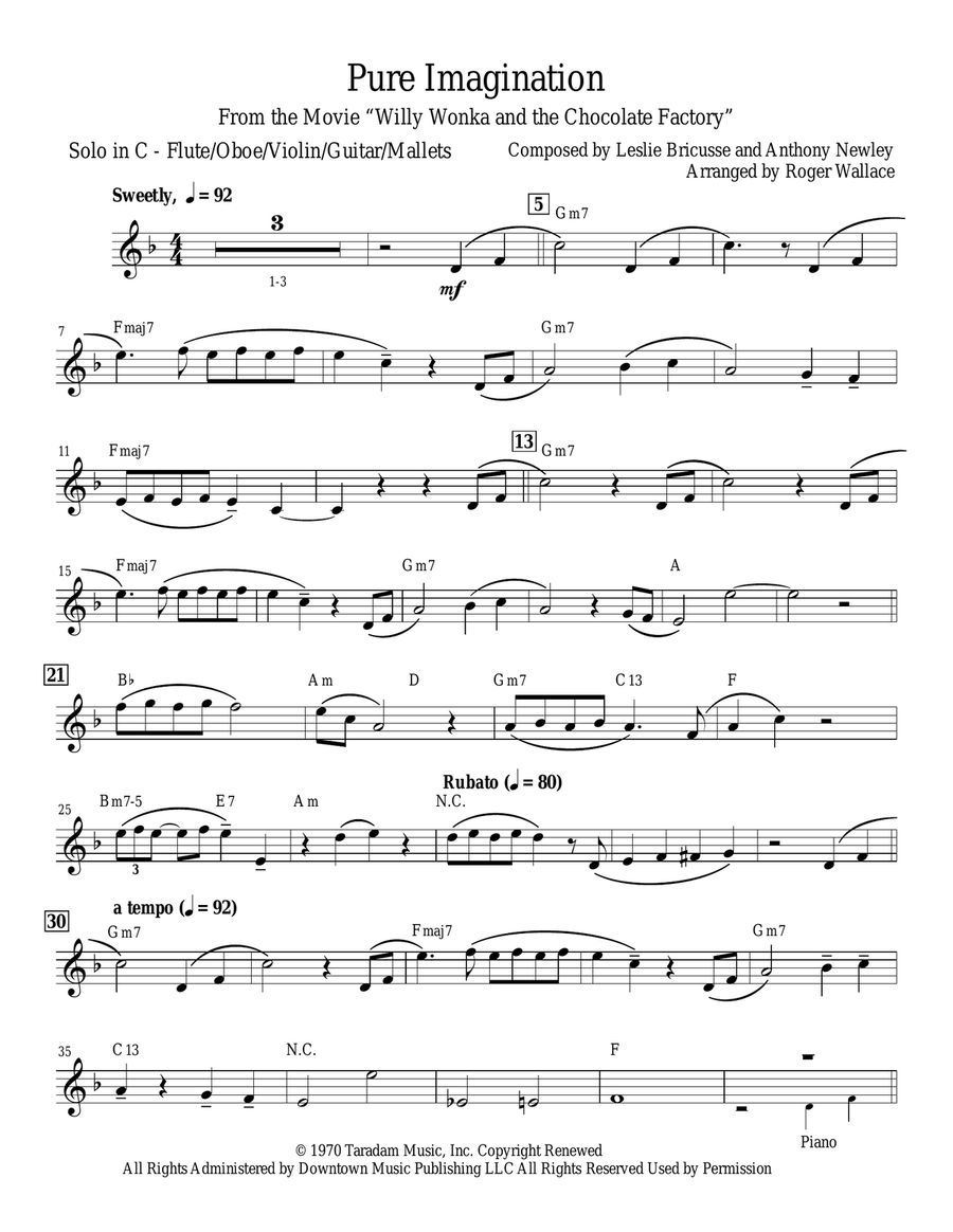 Pure Imagination Violin Solo scores gallery preview page 1