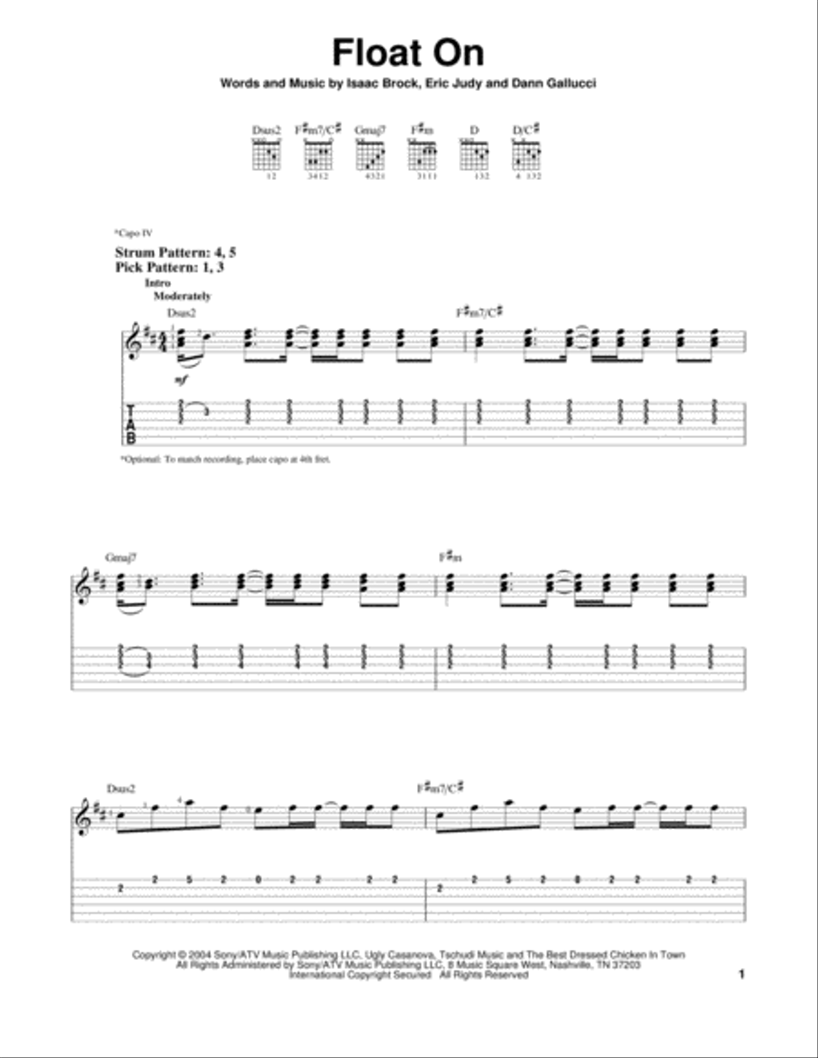 Float On Acoustic Guitar scores gallery preview page 1