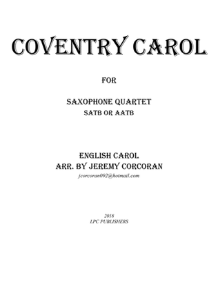 Coventry Carol for Saxophone Quartet (SATB or AATB)