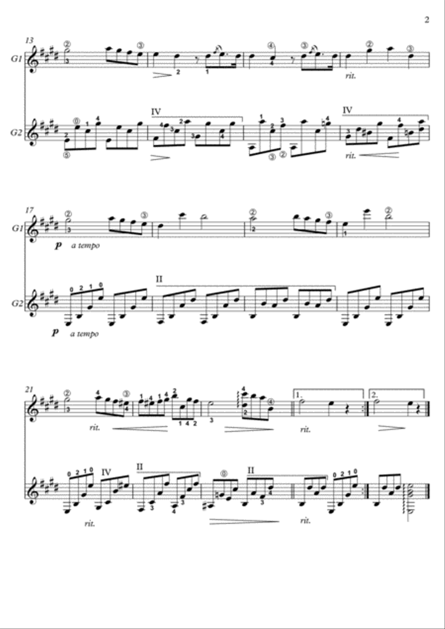 Classical Guitar Duets by Chopin, Mozart, Paisiello, Halevy Acoustic Guitar scores gallery preview page 3