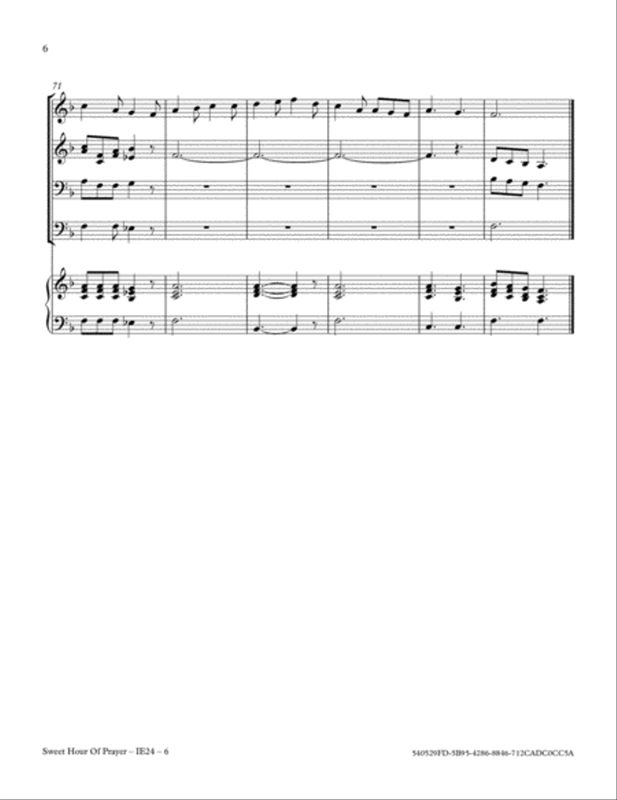 Sweet Hour Of Prayer Small Ensemble scores gallery preview page 6