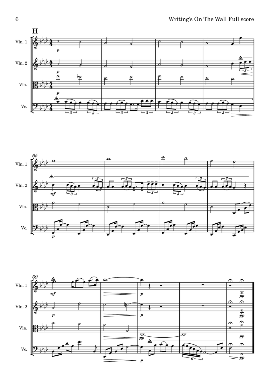 Writing's On The Wall from the film SPECTRE String Quartet scores gallery preview page 6