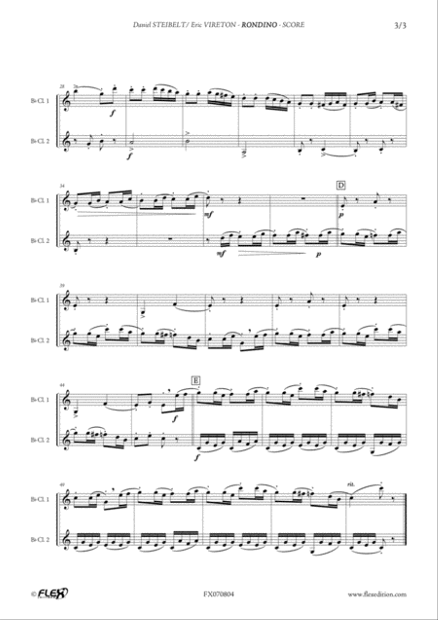 Rondino Clarinet Duet scores gallery preview page 3