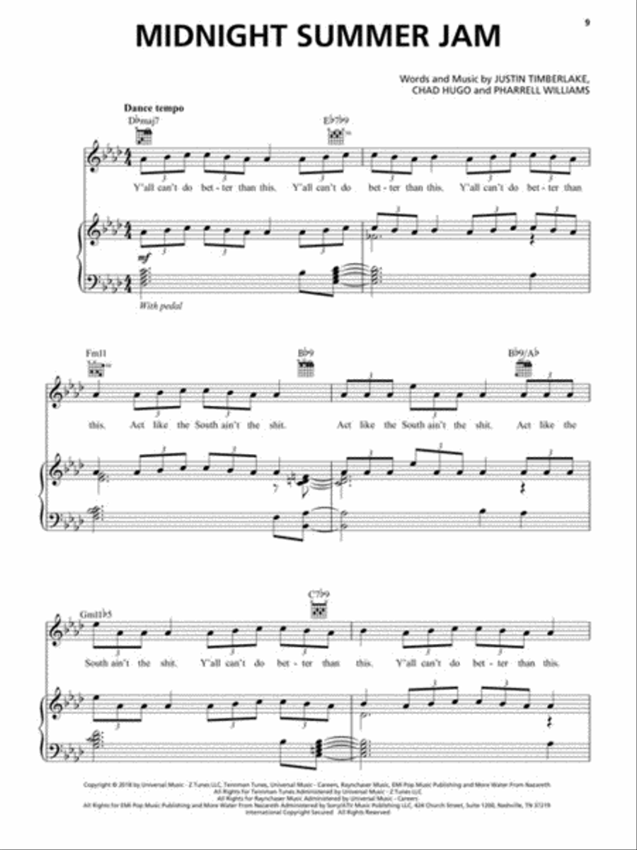 Justin Timberlake - Man of the Woods Piano, Vocal, Guitar scores gallery preview page 4