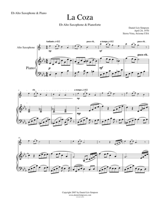La Coza for Alto Saxophone & Piano