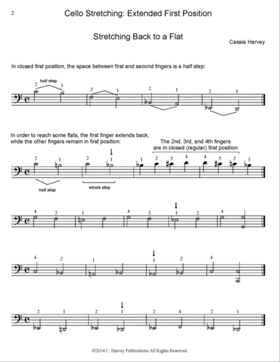 Cello Stretching: Extended First Position Cello scores gallery preview page 2