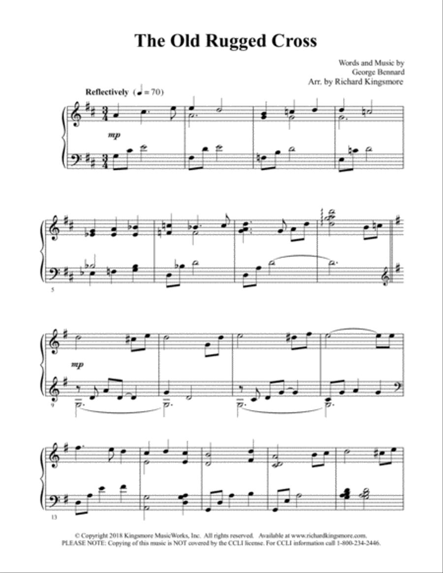The Old Rugged Cross Piano Solo scores gallery preview page 1