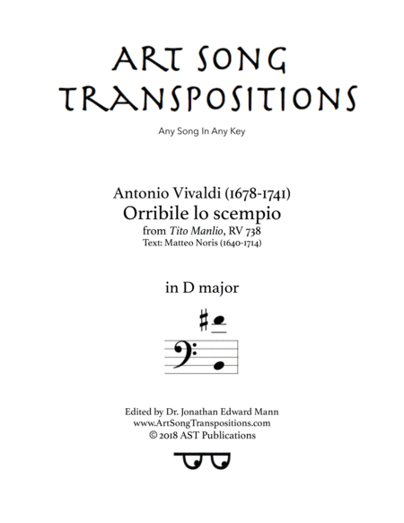 VIVALDI: Orribile lo scempio (transposed to D major)