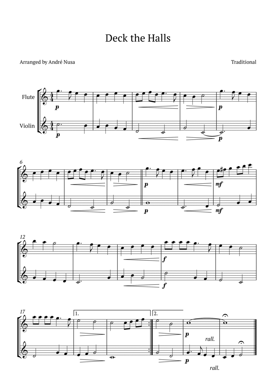 Deck the Halls Flute scores gallery preview page 1