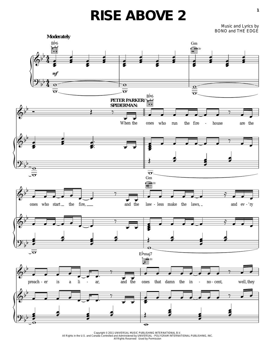 Rise Above 2 Piano, Vocal, Guitar scores gallery preview page 1