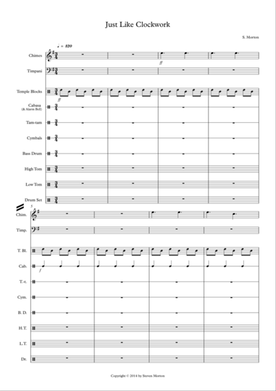 Just Like Clockwork Percussion Ensemble scores gallery preview page 2
