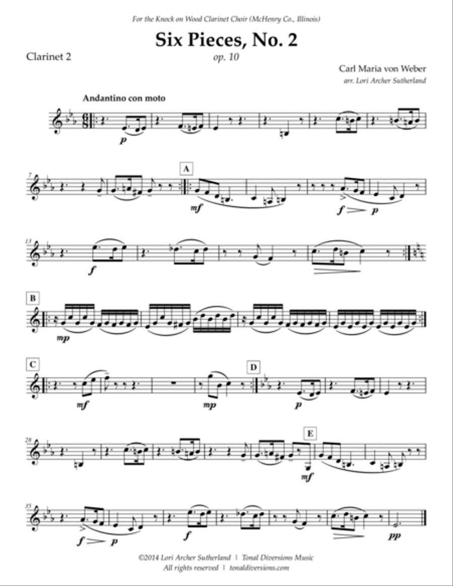 Six Pieces, No. 2 Clarinet Choir scores gallery preview page 6
