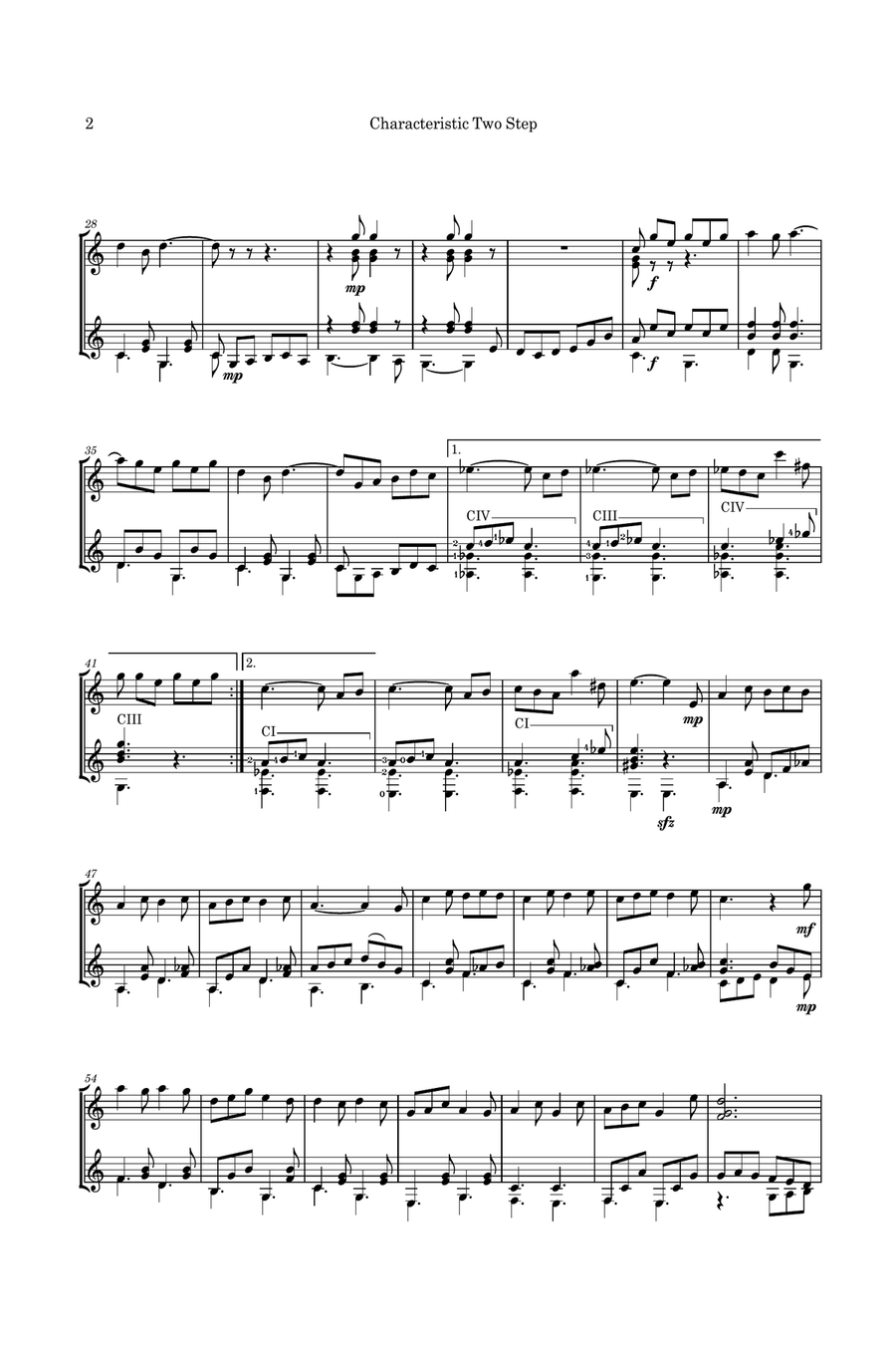 Characteristic Two Step - Exciting guitar duet Classical Guitar scores gallery preview page 5