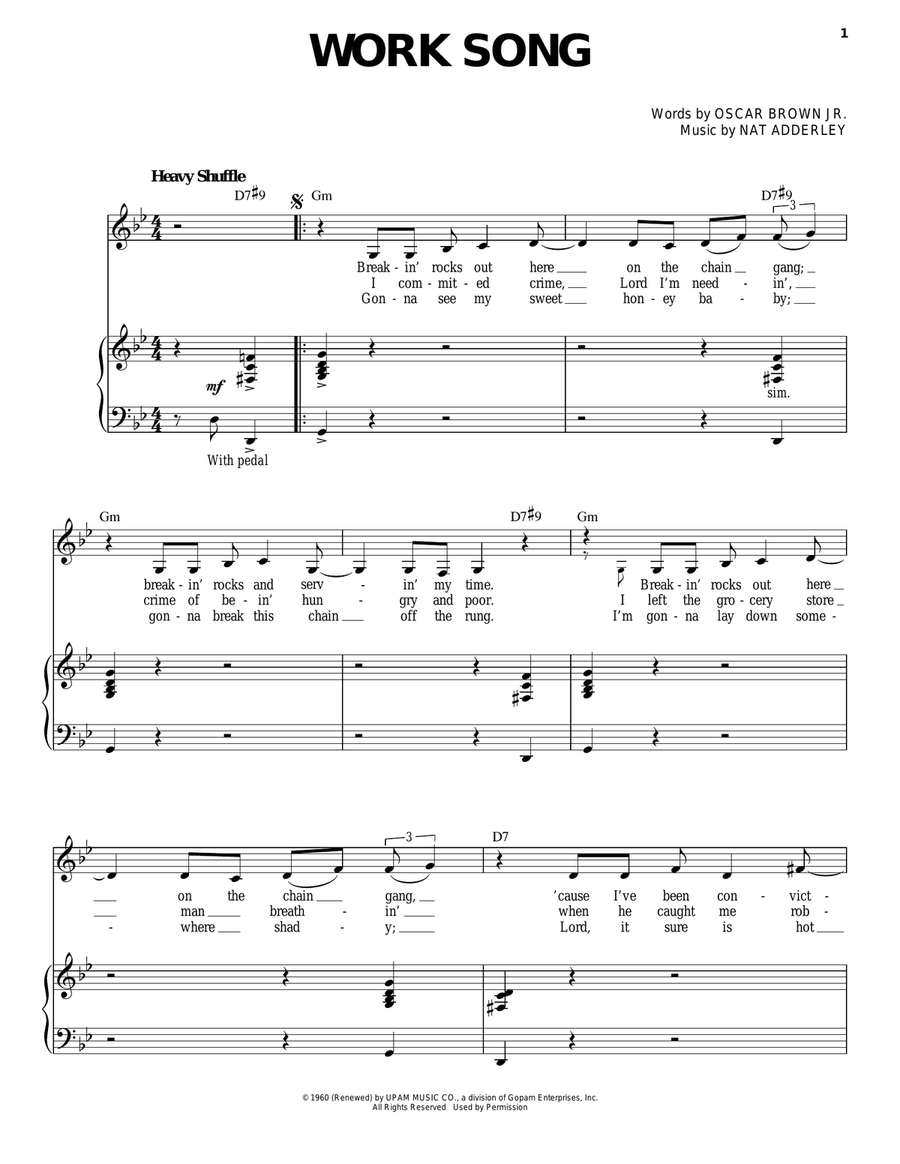 Work Song Work Song Piano, Vocal scores gallery preview page 1