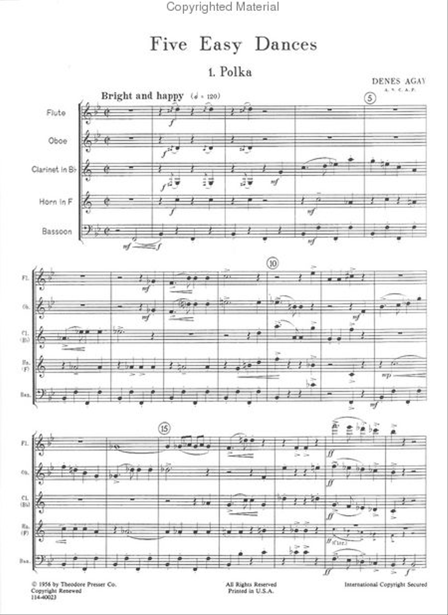 Five Easy Dances Woodwind Quintet scores gallery preview page 2